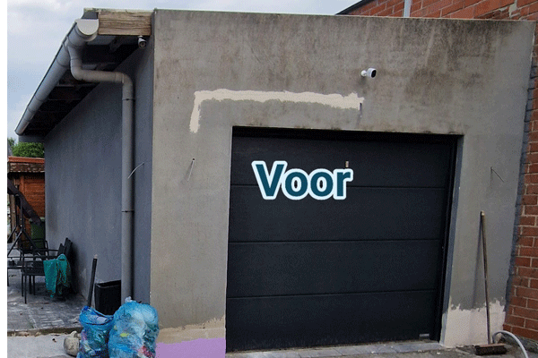 Garage renovatie voor en na met gyproc en schilderwerken