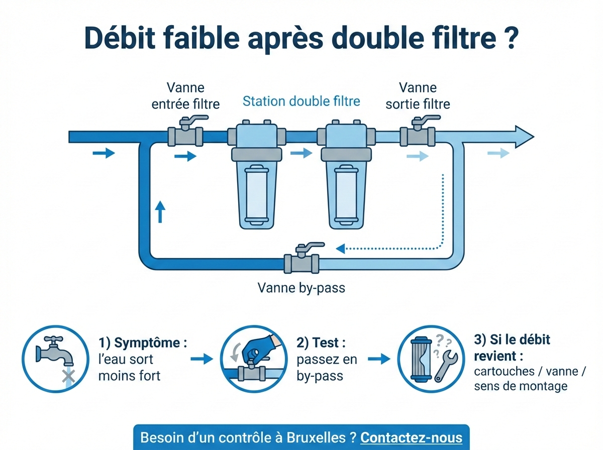 Station anti-calcaire à double filtre avec by-pass