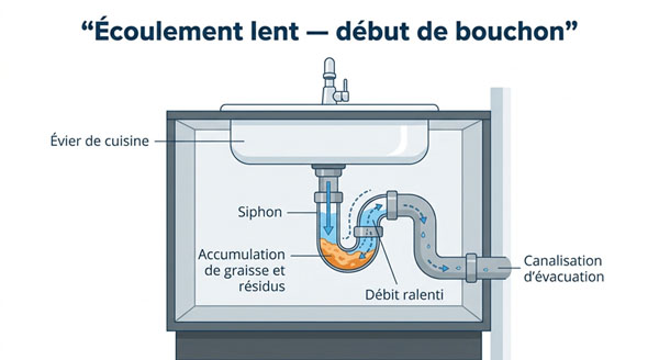 Évier bouché dans un logement à Bruxelles — diagnostic débouchage